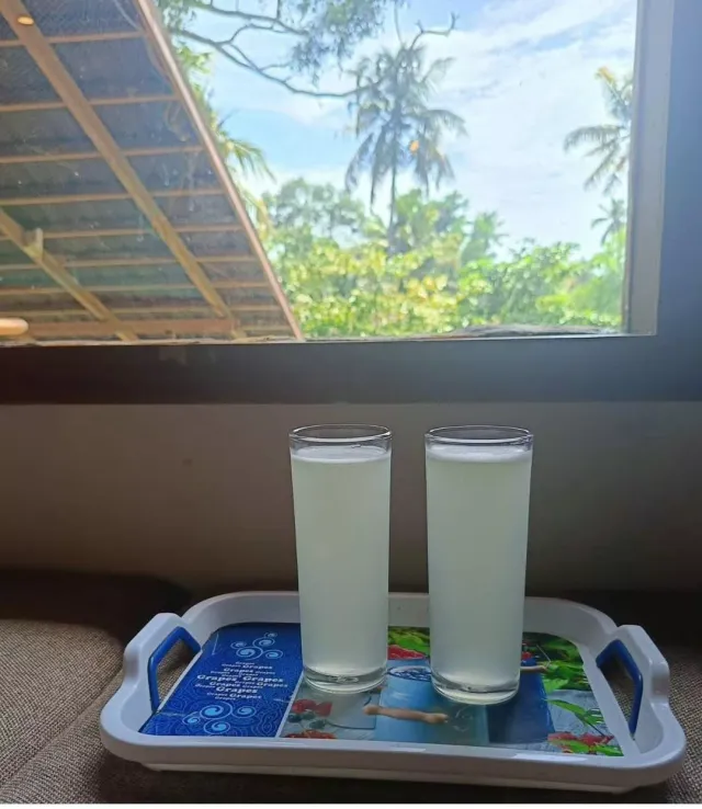 Two glasses of fresh lime juice served as a welcome drink